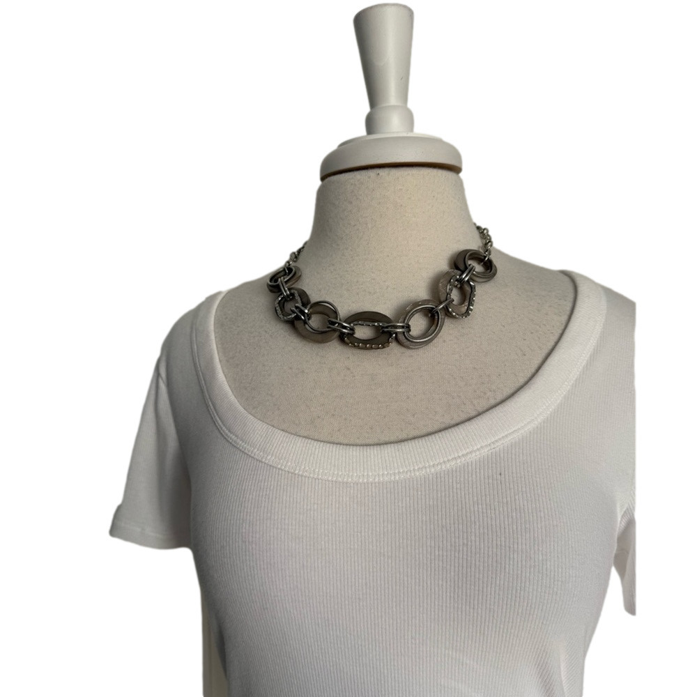 Women's Silver Chain Link Statement Necklace Chunky Festival Glam Event Emo Goth